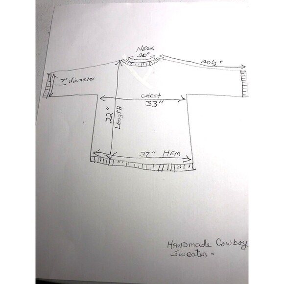 Cowboy Sweater Unisex Sx M Red/Tan Yarn Western Style Theme - Picture 4 of 5